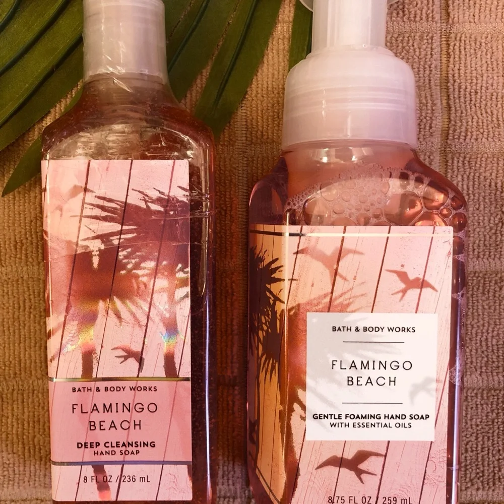 🌴🦩BBW vintage retired rare Flamingo Beach hand soaps bundle of 2 - Picture 3 of 4